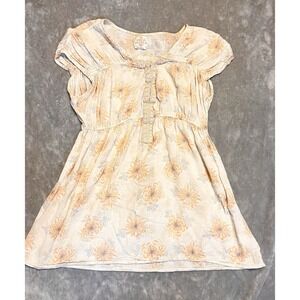 Free People Blouse Floral S-M Orange Boho Peasant Tunic Cottagecore